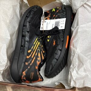Reebok Black with Orange & Yellow Athletic Sneakers